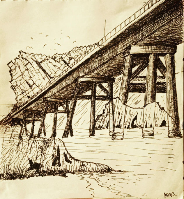 Puente Cardenal Silva enrocado,año 2022, constitucion, chile.
