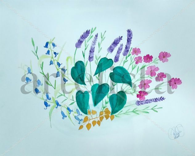 Flores diversas Watercolour Card Floral Painting