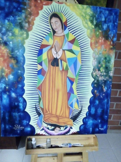 Virgen De Guadalupe Oil Canvas Portrait