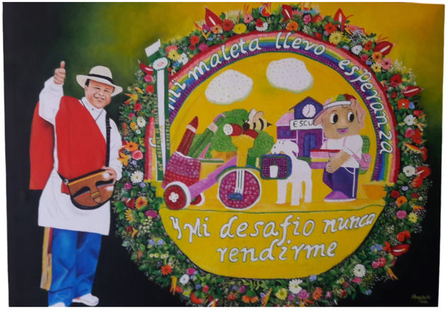 Feria De Flores 2021 Óleo Lienzo Retrato