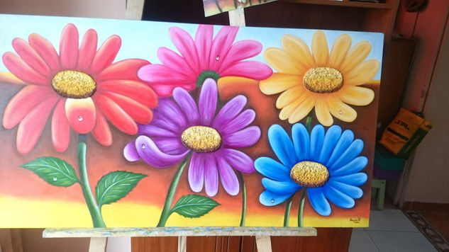 Gerberas Oil Canvas Floral Painting