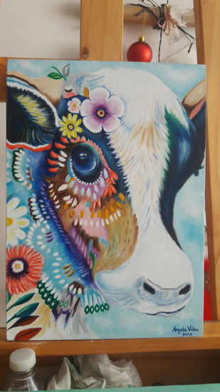 Vaca Florecida Oil Canvas Animals