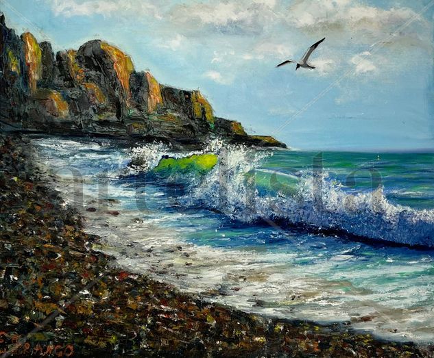 Escuchando las olas Oil Canvas Marine Painting