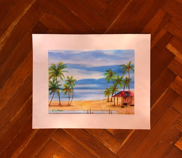 Àfrica. Platja de Madagascar. Watercolour Card Landscaping