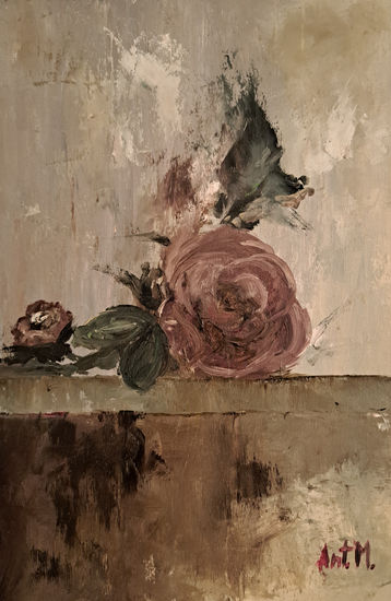 El reposo de la rosa Oil Panel Floral Painting