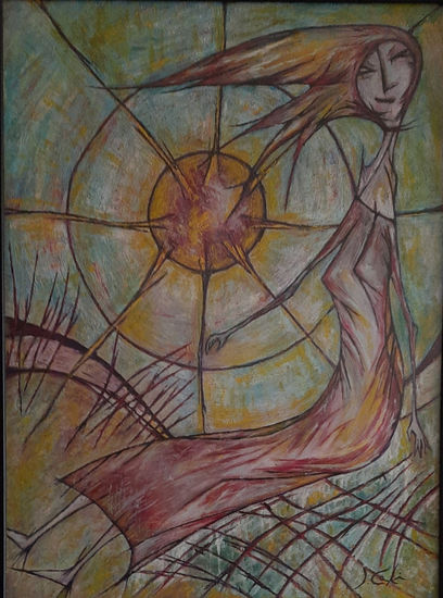 Tiempo en su sol Oil Textile Figure Painting