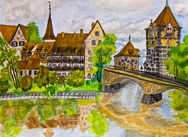 Nuremberg 13 Acuarela Papel Paisaje