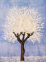 White tree on dark blue