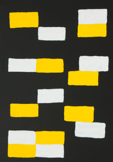 Abstract painting in white, yellow and black colours 1 rectangular Acrílico Lienzo Otros