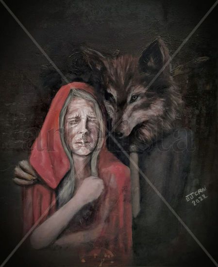 Caperucita y el Lobo Oil Canvas Figure Painting