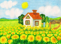 House with yellow...