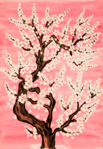 White tree on pink