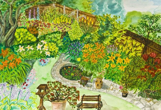 English garden Watercolour Paper Landscaping