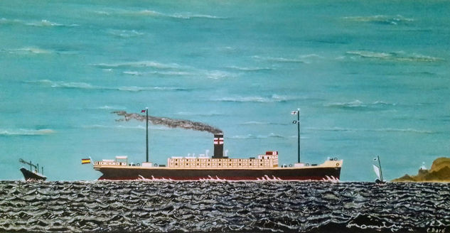 Vapor Correo Infanta Isabel Oil Canvas Marine Painting