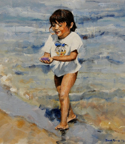 Niña en la playa 2016 Oil Canvas Figure Painting