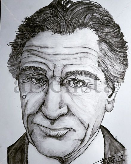 Robert D'Niro Acuarela Papel Retrato