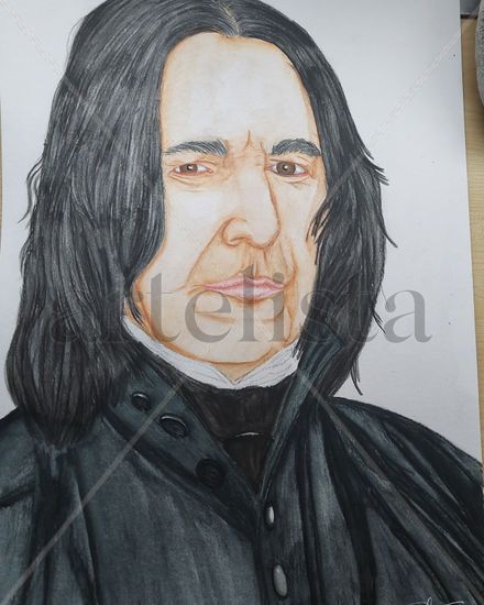 Severus Snape Acuarela Papel Retrato