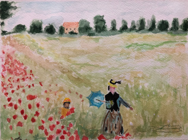 Amapolas en Argenteuil Watercolour Paper Landscaping