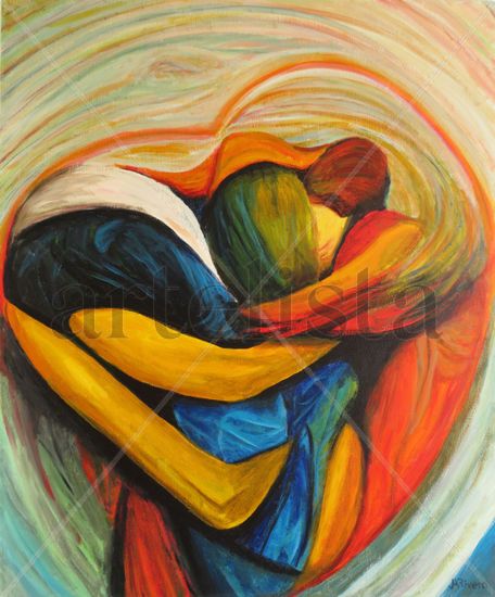 El abrazo Acrylic Canvas Figure Painting