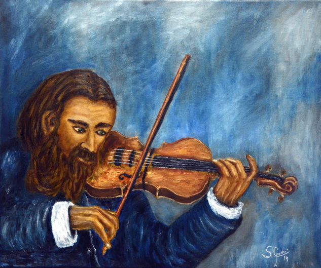 Evaristo el violin Oil Canvas Figure Painting