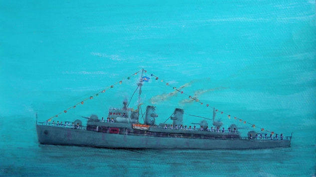 Fletcher class destroyer Acrylic Paper Marine Painting