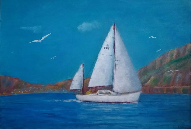 Sunday Old Yachtman Acrylic Paper Marine Painting