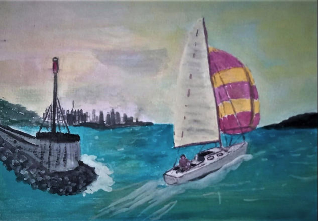 Spinnaker to the sky Acrylic Paper Marine Painting