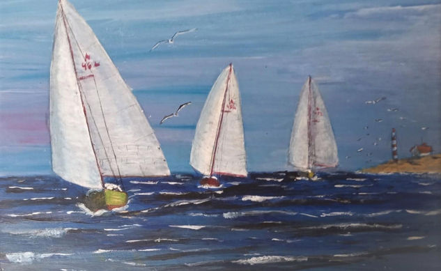 Downwind to home Acrylic Paper Marine Painting