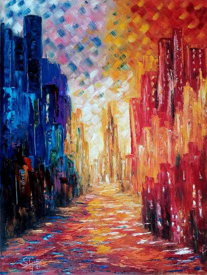 Ciudad colorista Oil Canvas Others