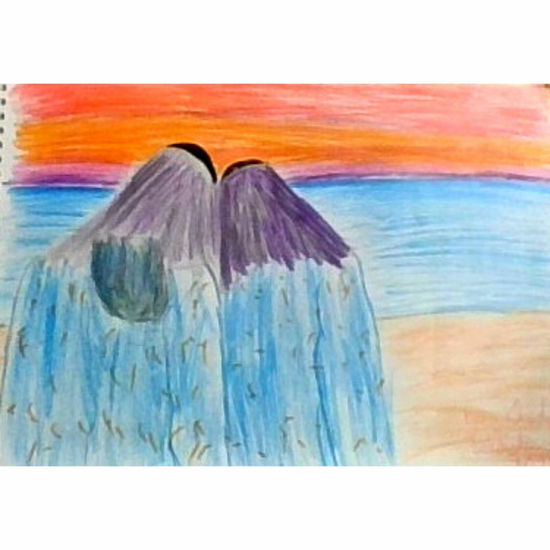 Personas frente al Mar. Pencil