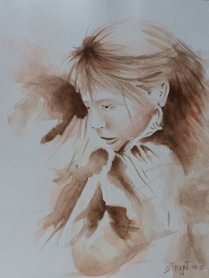 Con prisas Watercolour Paper Portrait