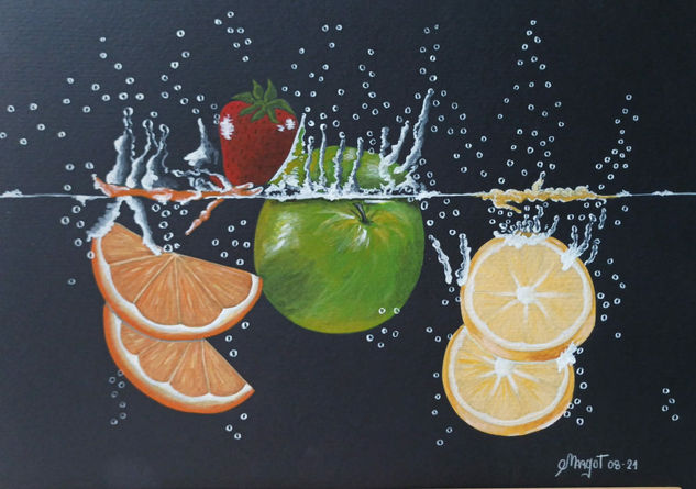 Frutas en el agua Acrylic Paper Still Life Paintings