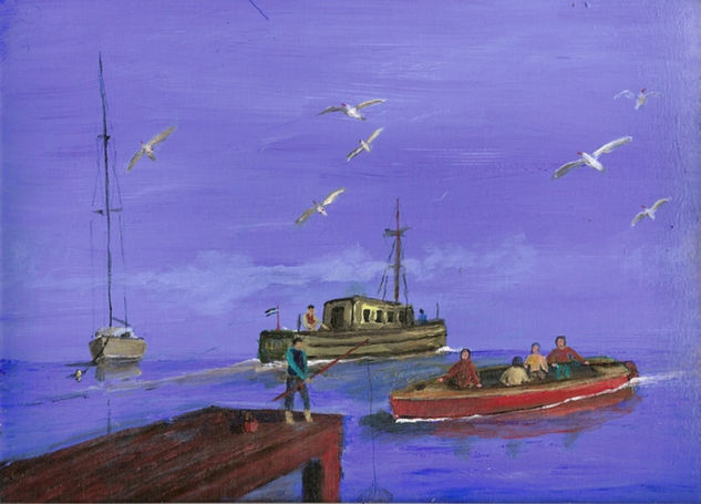 The fisherman delire Acrylic Paper Marine Painting