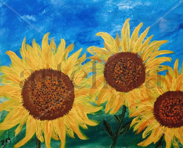 CAMPO DE GIRASOLES Acrylic Canvas Floral Painting