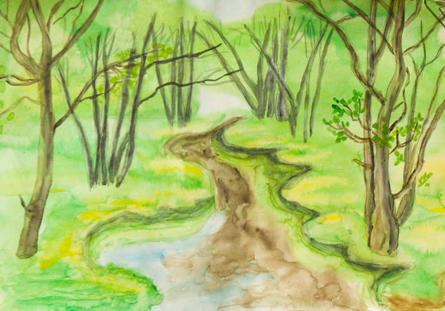 Spring trees Acuarela Papel Paisaje