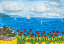 Poppies near sea...