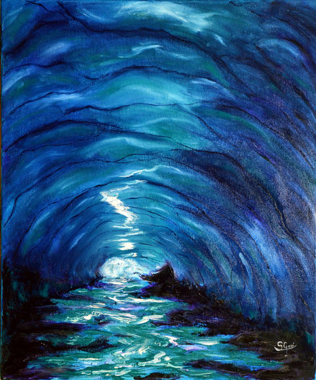 Cueva en el hielo Oil Canvas Landscaping