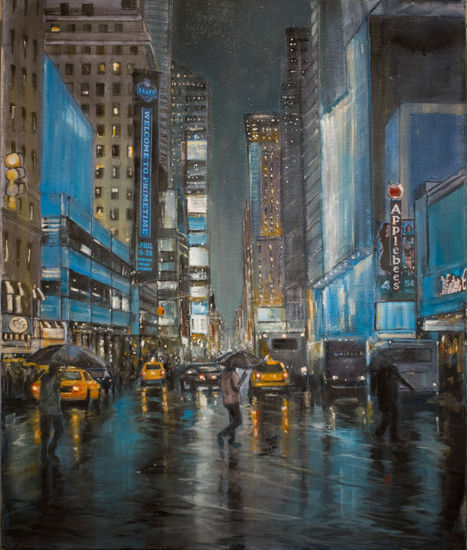 Blue New York Oil Canvas Landscaping