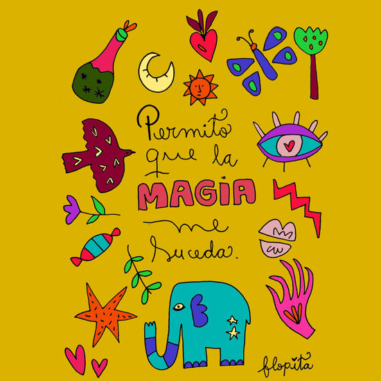 Ilustracion + frase Técnica Mixta