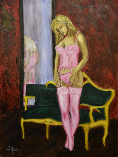 Body rosa Oil Canvas Figure Painting