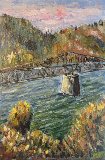 Puente Banco arena, año 2022 ( Juan Carlos Hernández, Constitución, Chile.) Acrylic Canvas Marine Painting