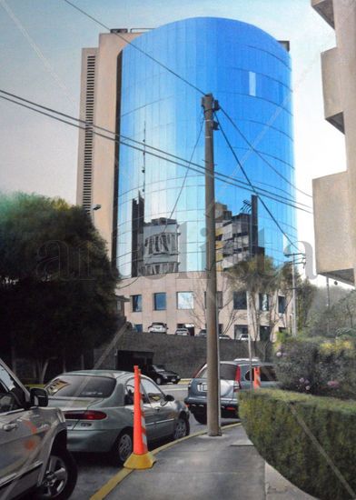 La torre azul Oil Canvas Landscaping