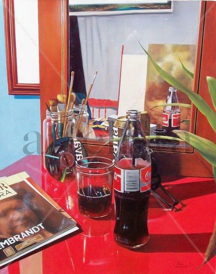 La mesa de atras Oil Canvas Still Life Paintings