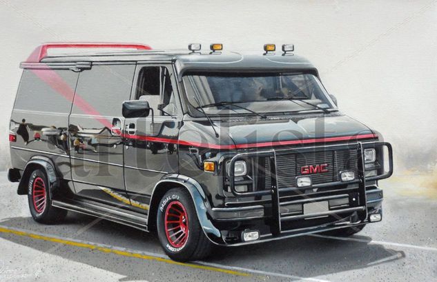 The A Team van GMC Oil Canvas Landscaping