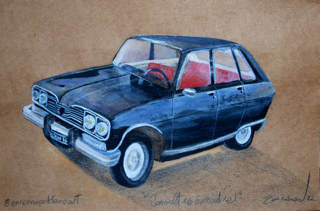 "Renault 16 Executive" Acrylic Paper Figure Painting