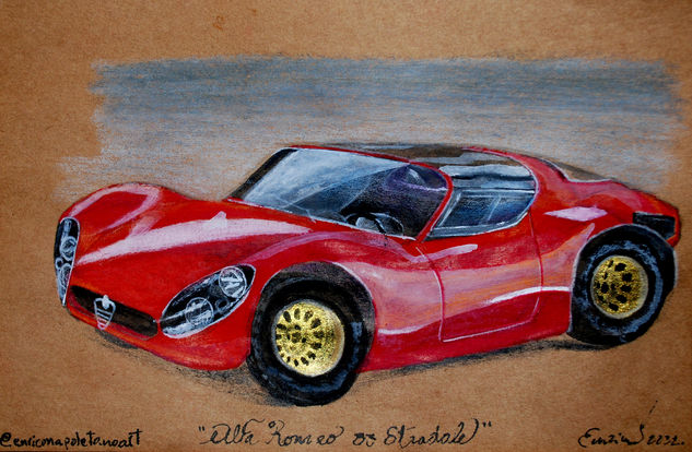 Alfa Romeo 33 Stradale Acrylic Paper Figure Painting