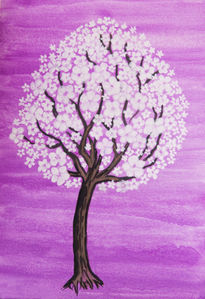 White tree on purple