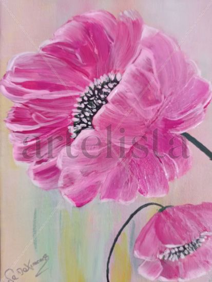 PINK Acrylic Canvas Floral Painting