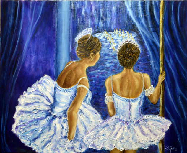 Entre bambalinas Oil Canvas Figure Painting