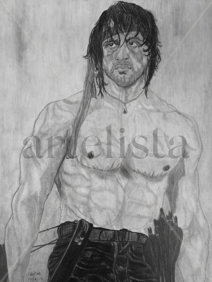 rambo II stallone Lápiz (Negro) Papel Figura